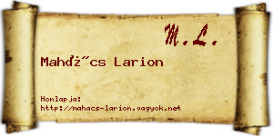 Mahács Larion névjegykártya